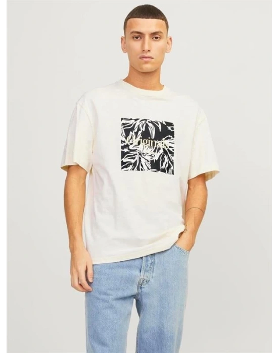 Flamlı Kumaş Baskılı Erkek T-Shirt