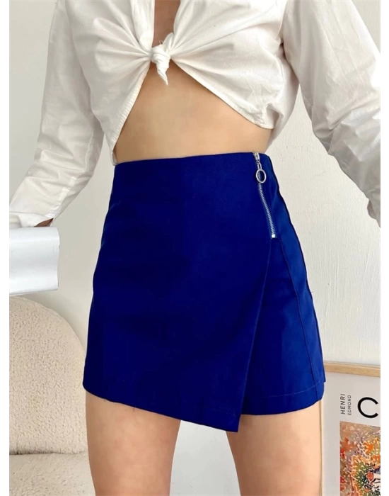 Gabardin fermuarlı şort etek S24906