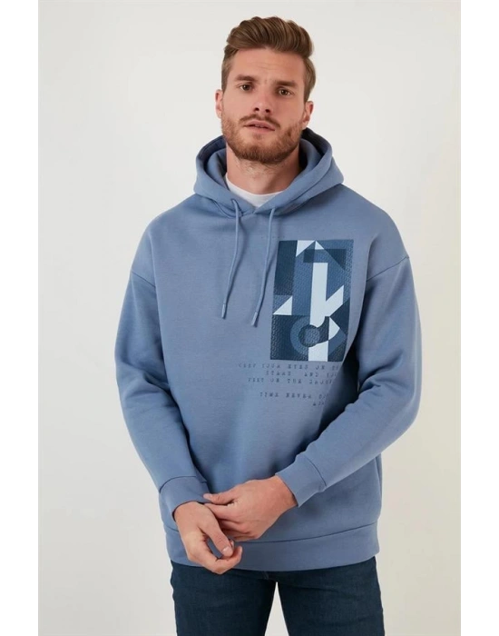 Kapüşonlu Baskılı Oversıze 3 İplik Sweatshirt