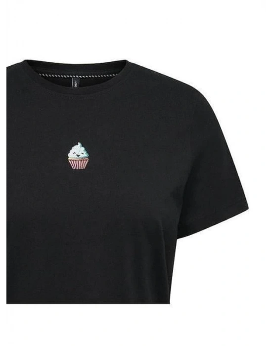 Karikatur Baskılı Basic T-Shirt