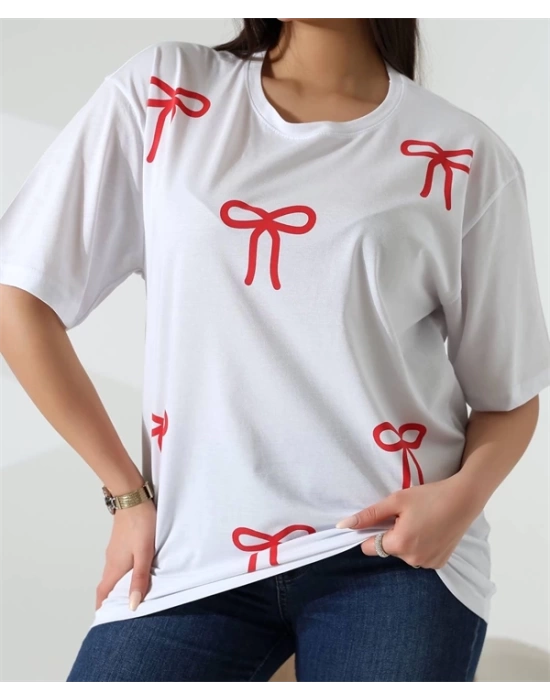 Kurdele Baskılı Kadın T-Shirt