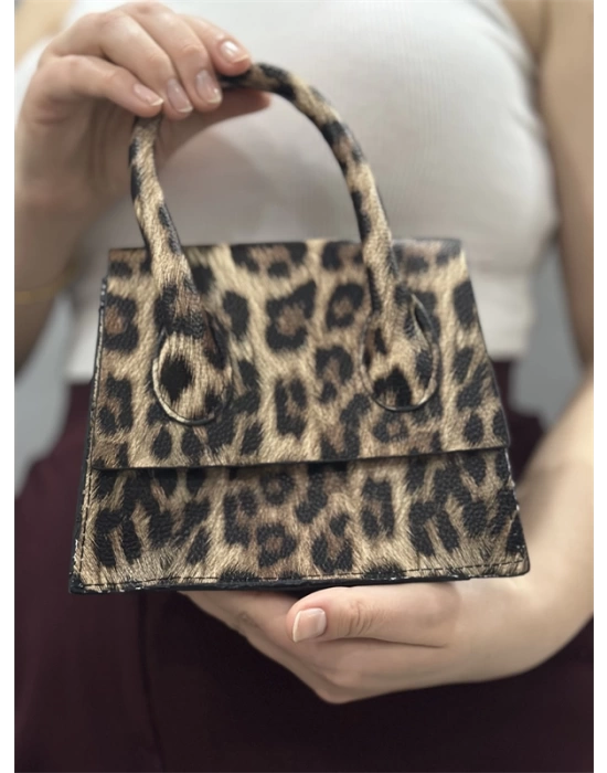 luxe leopar cilt çanta