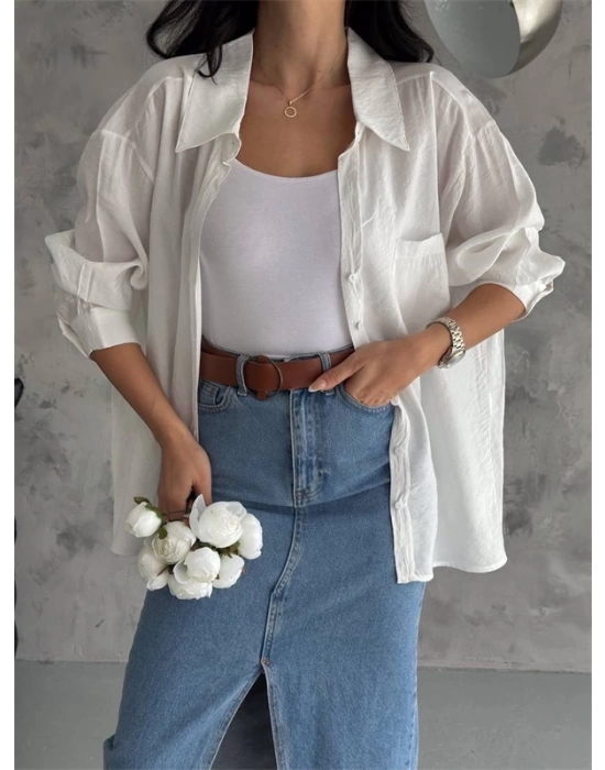 Modal Oversize Cepli Gömlek