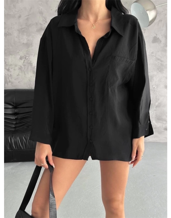 Modal Oversize Cepli Gömlek