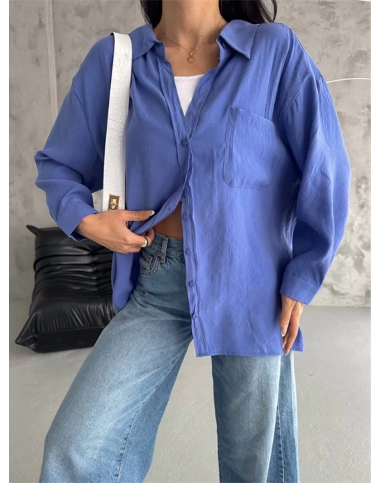 Modal Oversize Cepli Gömlek