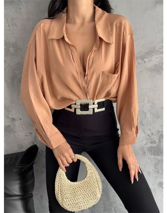Modal Oversize Cepli Gömlek