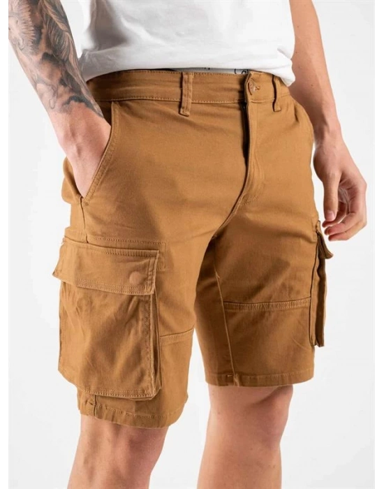 Normal Kesim Likralı Gabardin Kargo Şort