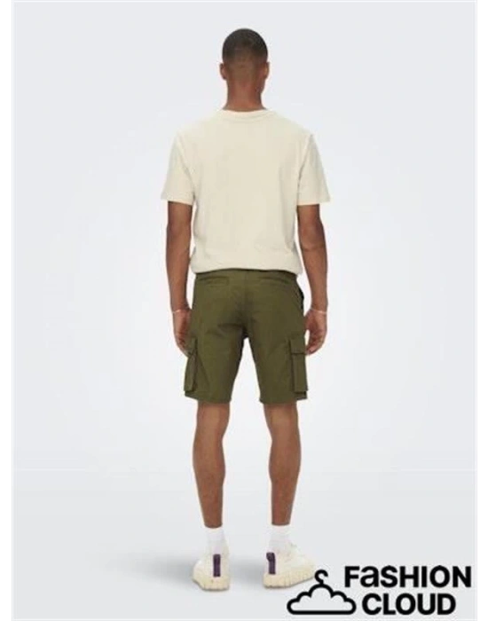 Normal Kesim Likralı Gabardin Kargo Şort