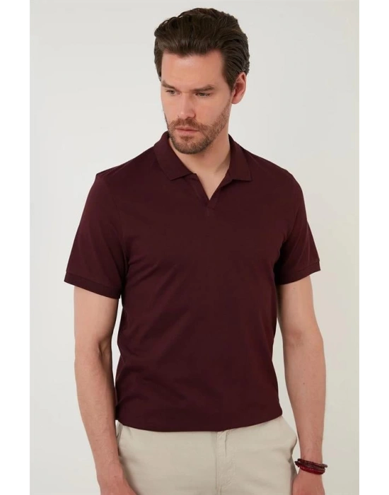 Organik Pamuk V Yaka Detaylı Erkek Polo Yaka T-Shirt