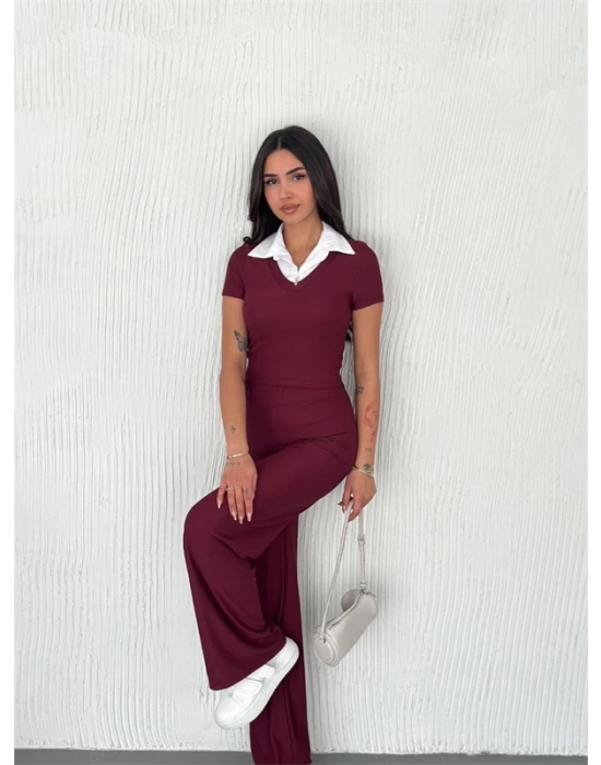 Ottoman kumaş beyaz gömlek yaka takım s4142