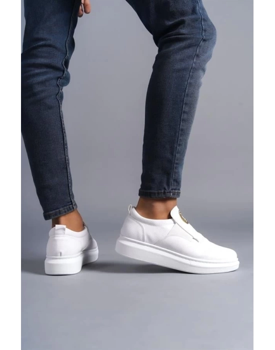 SLW161 Hippo Bağcıksız Cilt Erkek Günlük Sneaker Ayakkabı BT - Beyaz
