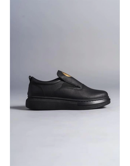 SLW161 Hippo Bağcıksız Cilt Erkek Günlük Sneaker Ayakkabı ST - Siyah