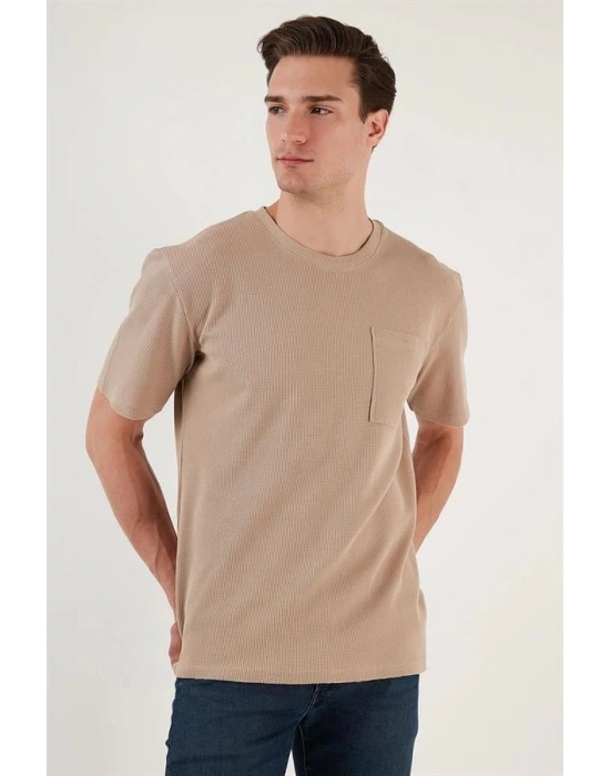 Waffle Kumaş Cepli Rahat Kesim T-Shirt