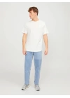 12182498 Yırtık Yaka  Oval Kesim Erkek Tshirt Beyaz