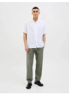 12248606 Relaxed Fıt Beli Lastikli Keten Jogger Erkek Pantolon Haki