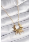 316L Çelik Gold Renk Güneş Model Vintage Kadın Kolye
