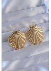 316L Çelik Gold Renk İstiridye Model Küpe