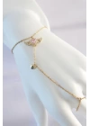 316L Çelik Gold Renk Pembe Zirkon Taşlı Kanatlı Kalp Model Şahmeran