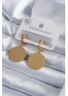 316L Çelik Gold Renk Pentagram İşleme Model Kadın Küpe