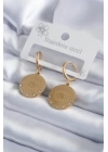 316L Çelik Gold Renk Zirkon Taşlı Göz İşleme Model Kadın Küpe