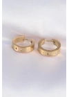 316L Çelik Gold Renk Zirkon Taşlı Model Halka Küpe