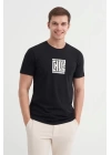 4165 Bisiklet Yaka Baskılı Erkek T-Shirt SİYAH