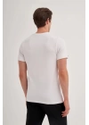 4202 Likralı Basıc Bisiklet Yaka Erkek T-Shirt Beyaz