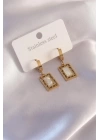 Çelik Gold Renk Kare Kadın Küpe