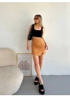 Dört çıtçıtlı Gabardin şort etek s249001