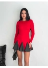 Eteği kloş crep mini elbise s1267