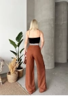 Flamlı kahve pantolon