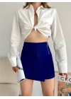 Gabardin fermuarlı şort etek S24906