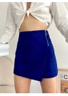 Gabardin fermuarlı şort etek S24906