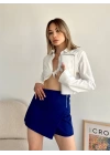 Gabardin fermuarlı şort etek S24906
