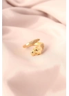 Gold Renk Metal Zirkon Taşlı Kaplan Model Ayarlanabilir Kadın Yüzük