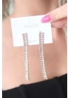 Gold Renk Zirkon Taşlı Kadın Küpe