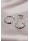Gümüş Renk Metal Zirkon Taşlı Yılan Model Kadın Küpe Seti