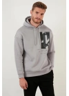 Kapüşonlu Baskılı Oversıze 3 İplik Sweatshirt