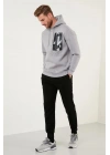 Kapüşonlu Baskılı Oversıze 3 İplik Sweatshirt