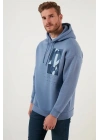 Kapüşonlu Baskılı Oversıze 3 İplik Sweatshirt