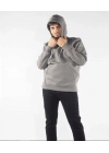 Kapüşonlu Üç İplik Düz Sweatshirt