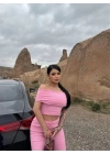 Madonna yaka bol paça pantolonlu takım