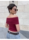Madonna yaka sıfır kol bluz