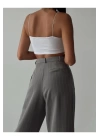 Mom Kesim Carrot Fit Çizgili Pantolon Gri