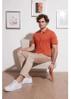 Organik Pamuk V Yaka Detaylı Erkek Polo Yaka T-Shirt