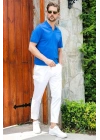 Organik Pamuk V Yaka Detaylı Erkek Polo Yaka T-Shirt