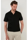 Organik Pamuk V Yaka Detaylı Erkek Polo Yaka T-Shirt