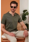 Organik Pamuk V Yaka Detaylı Erkek Polo Yaka T-Shirt