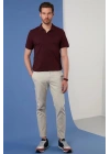 Organik Pamuk V Yaka Detaylı Erkek Polo Yaka T-Shirt