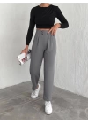 Örme Krep Pantolon Çift Düğmeli